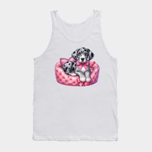 Valentine Great Dane Dog in Bed Tank Top